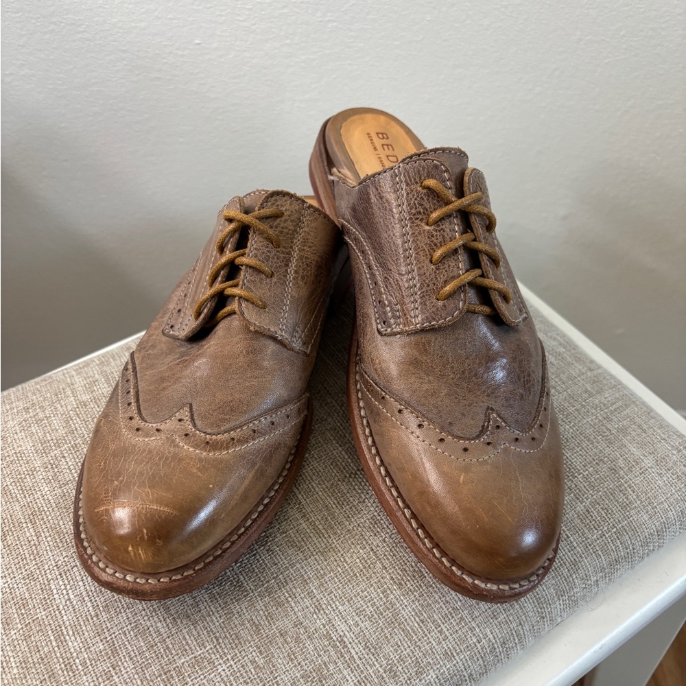 Bed Stu Brown Leather Oxford Mule